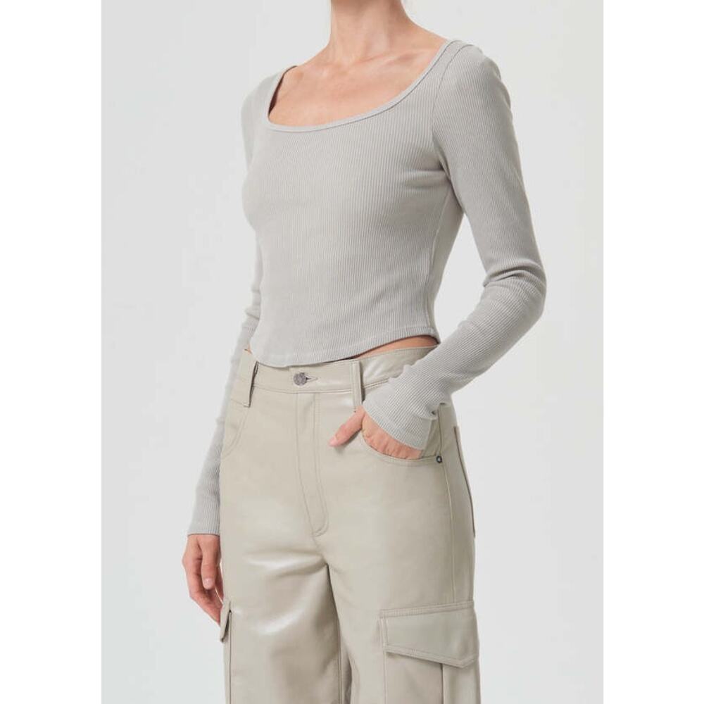 $118 New Agolde Ridley Rib Top - Rice Paper - Small